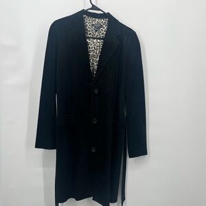 Karen Kane Women's 36" long Black Suede Jacket. Size Medium. Like new